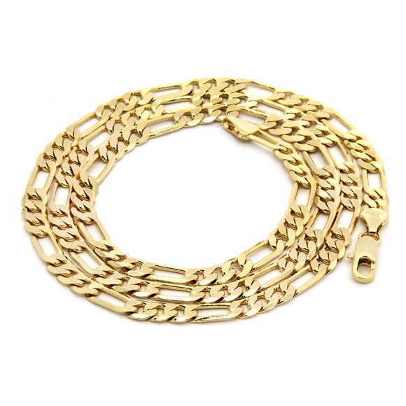 14k Gold Cross 24" Figaro Chain + Pendant - Picture 4 of 4